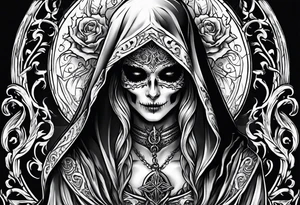 lady skeleton grim reaper satan tattoo idea