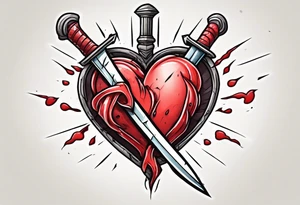 a cartoon heart being stabbed by a dagger tattoo idea