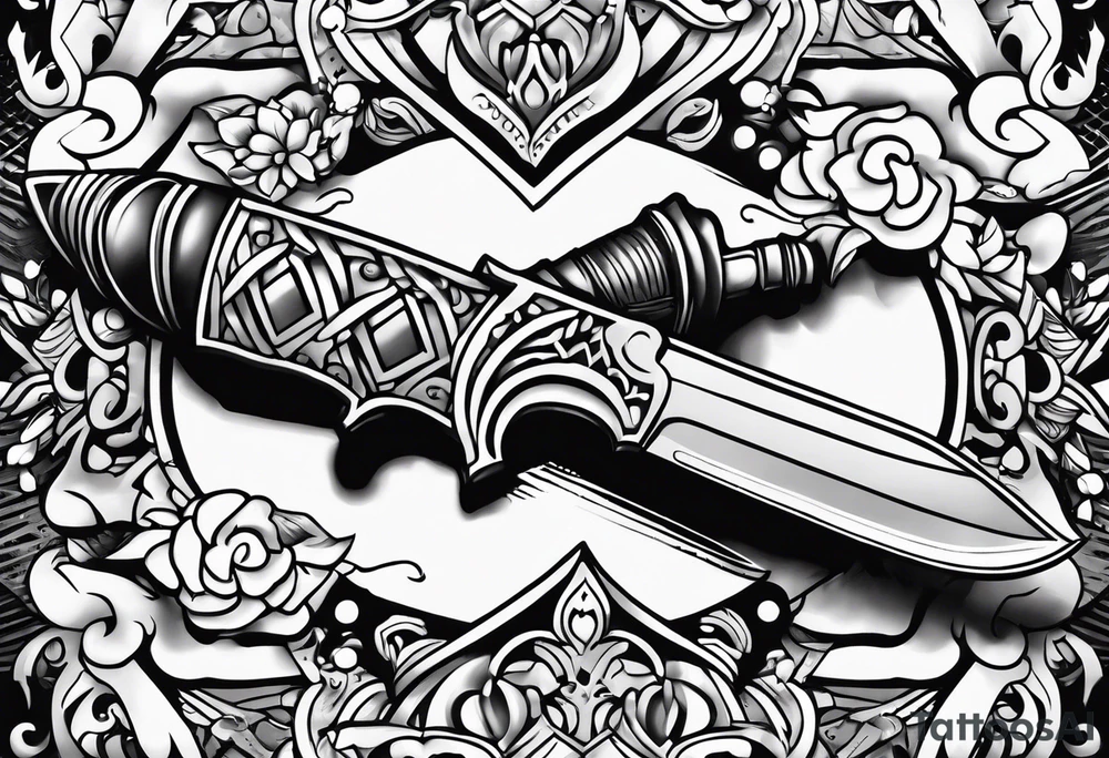 a knife piercing through an iphone tattoo idea