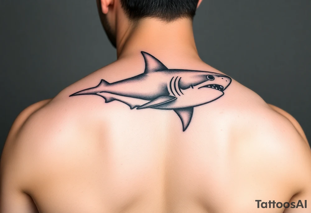 I have a shark silhouette on my triceps I want a feminine fine line half sleeve in black and white tattoo idea