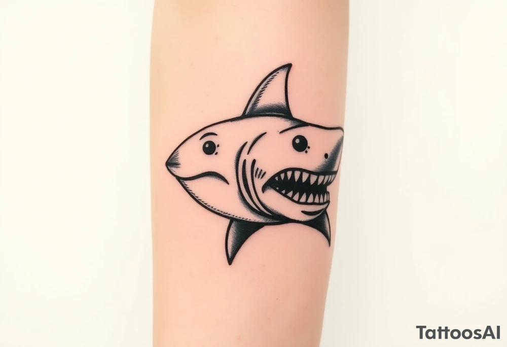 Masculine strong shark flowing forward in water tattoo idea