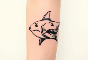 Masculine strong shark flowing forward in water tattoo idea