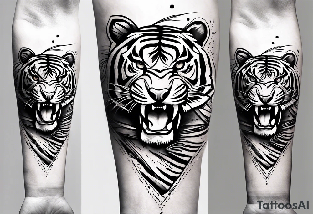 forearm 
safari tiger tattoo idea