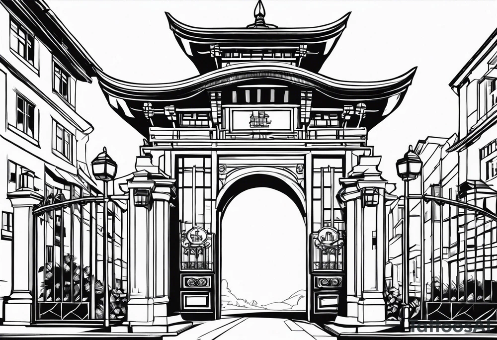 town gate vector tattoo idea