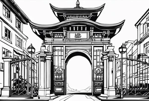 town gate vector tattoo idea