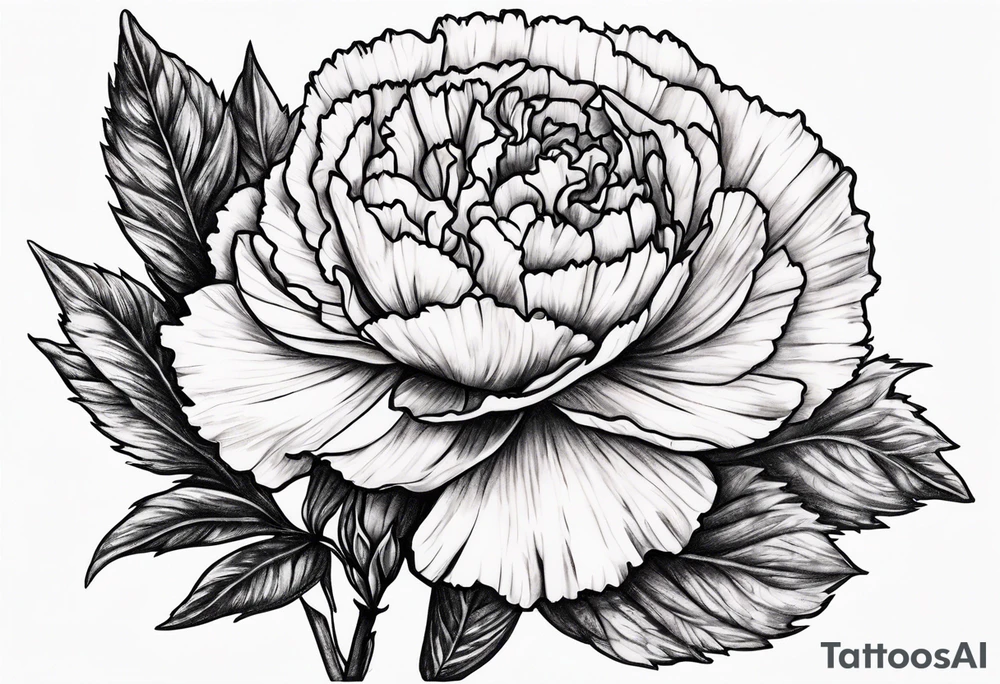 Carnation with moon behind it tattoo idea