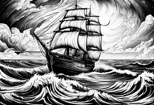 stormy sea, I am lonely and irresistible as a sea element tattoo idea