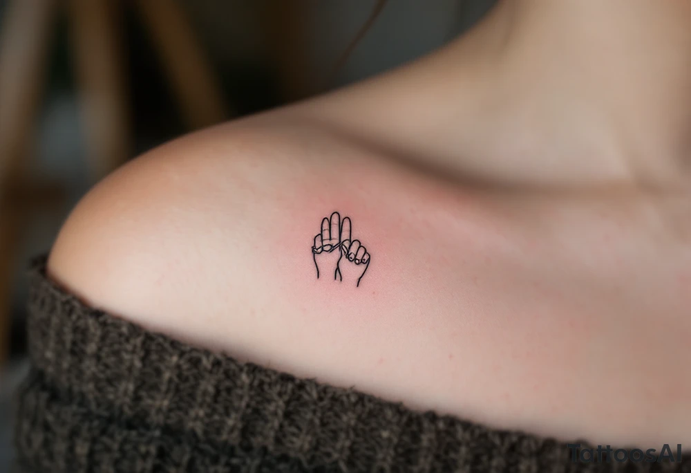A minimalist black outline of two pinky fingers linked together, one small and one large, symbolizing an unbreakable bond. tattoo idea