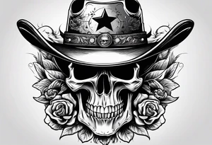 Screaming skull with cowboy hat tattoo idea