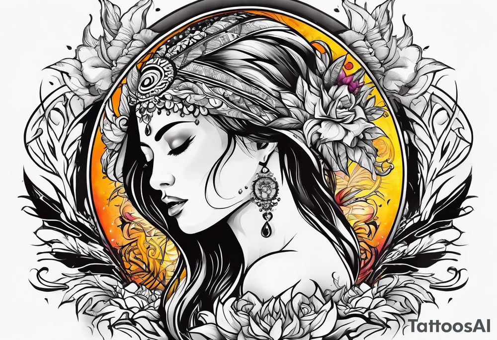 Resurrection Beautiful woman rising from her dead self to inner peace and self-love tattoo idea