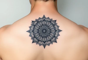 intricate mandala with sacred geometry and cosmic elements tattoo idea