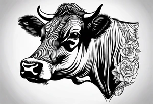 cow linework tattoo idea