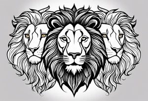 Leo symbol in the middle of lion and lioness tattoo idea