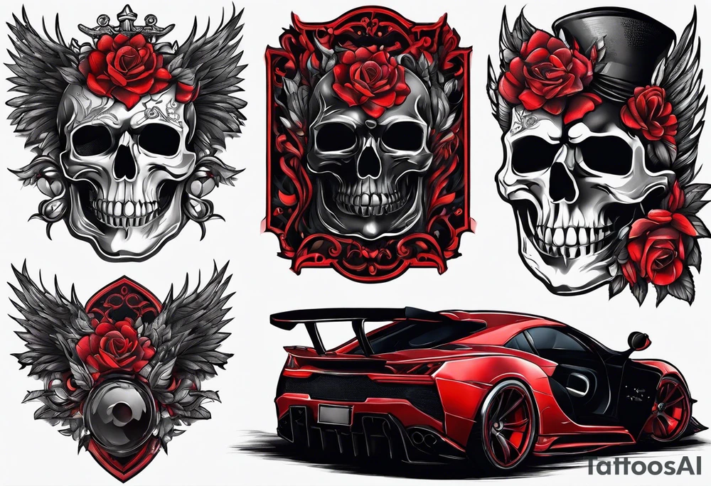black and red dark theme tattoo idea