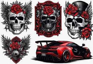 black and red dark theme tattoo idea