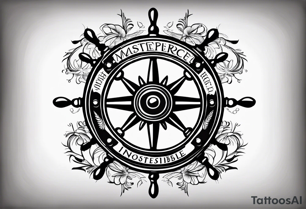 ships wheel with the motto with courage nothing is impossible tattoo idea