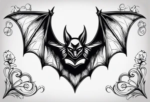 minimal detail, bat with hearts, simple tattoo idea