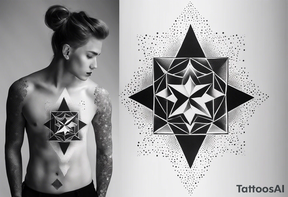 Tesseract and stars tattoo idea