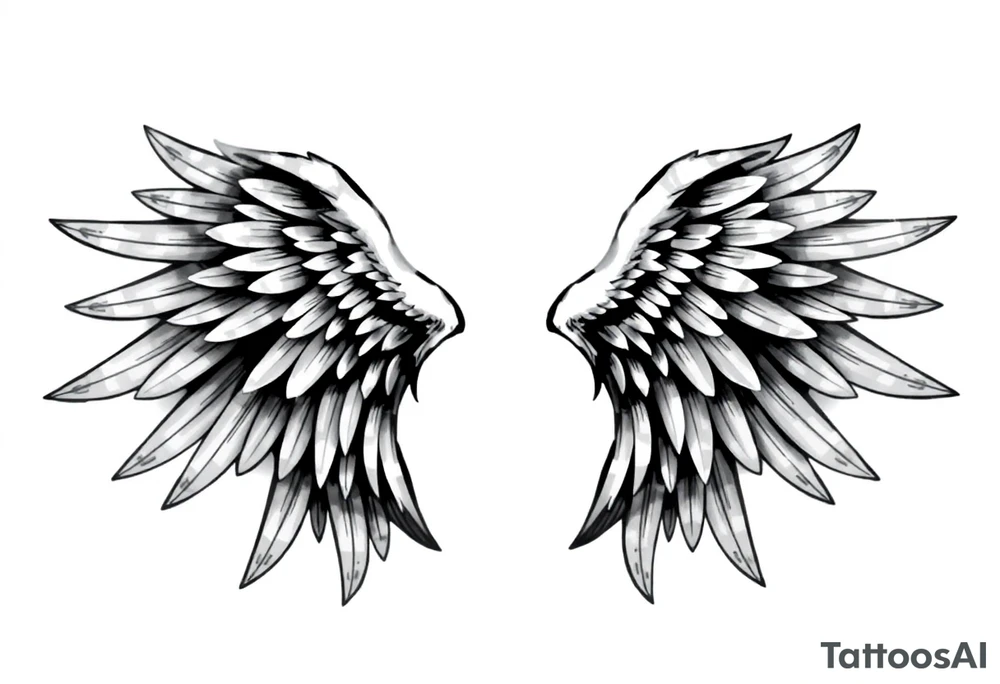 Life and death angel wings tattoo idea