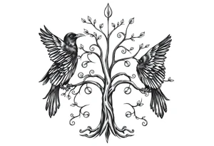 Irish family tree with 3 ravens tattoo idea