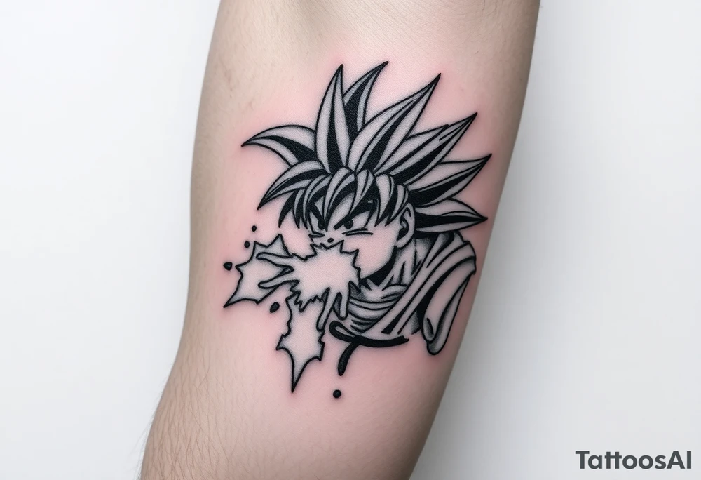 legendary dragonball z scene with energy aura and power effects tattoo idea