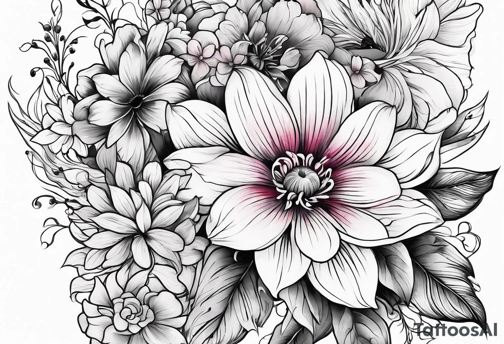 ornaments of flowers tattoo idea