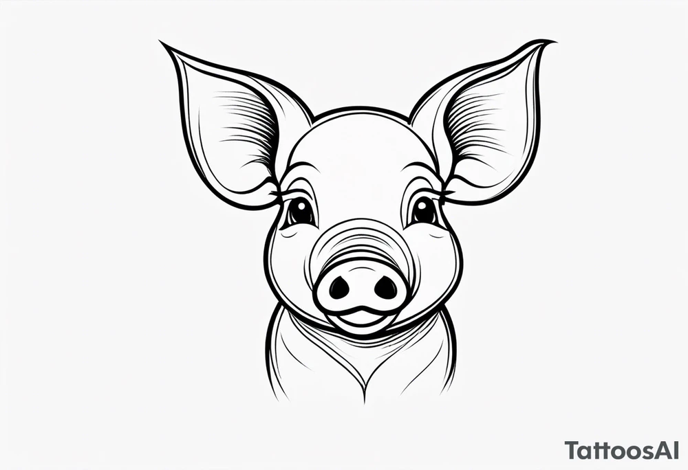 very cute happy piglet.
outline only.
black and white only.
only show the piglet. no extra lines or decoration.
no black shading.
dont make the ears too big.
draw only with very thin lines (1px)

should look like a tattoo that will only take 15 minutes to draw tattoo idea