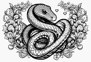 A cute snake with hearts. tattoo idea