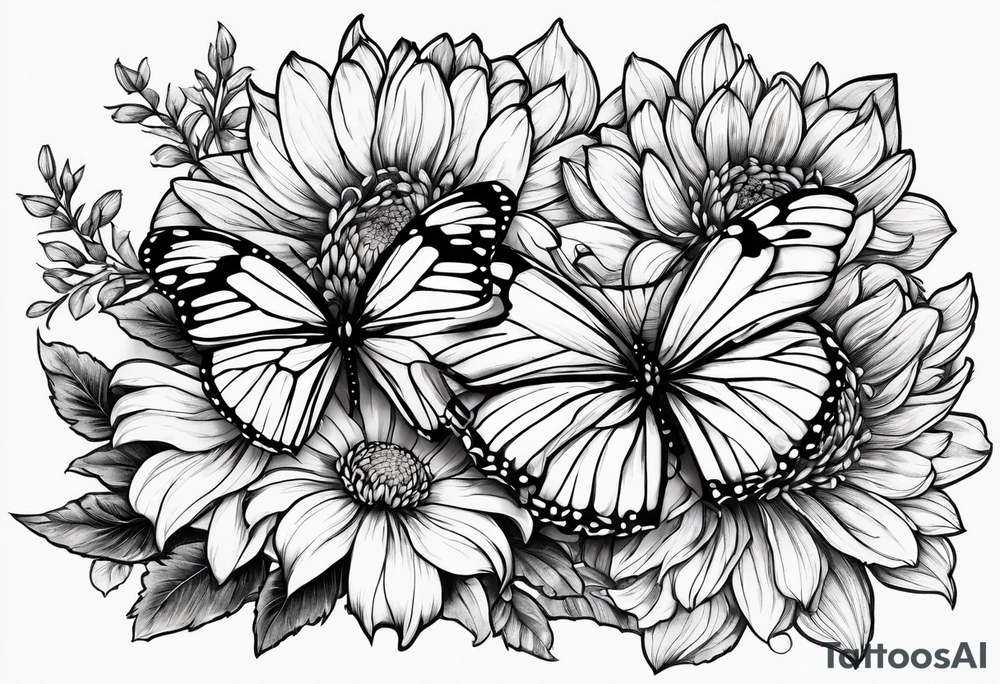 Butterflies and chrysanthemums tattoo idea