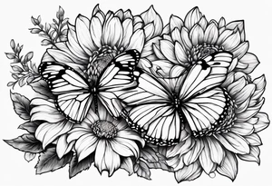 Butterflies and chrysanthemums tattoo idea