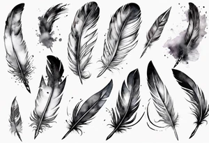 feather with birds tattoo idea