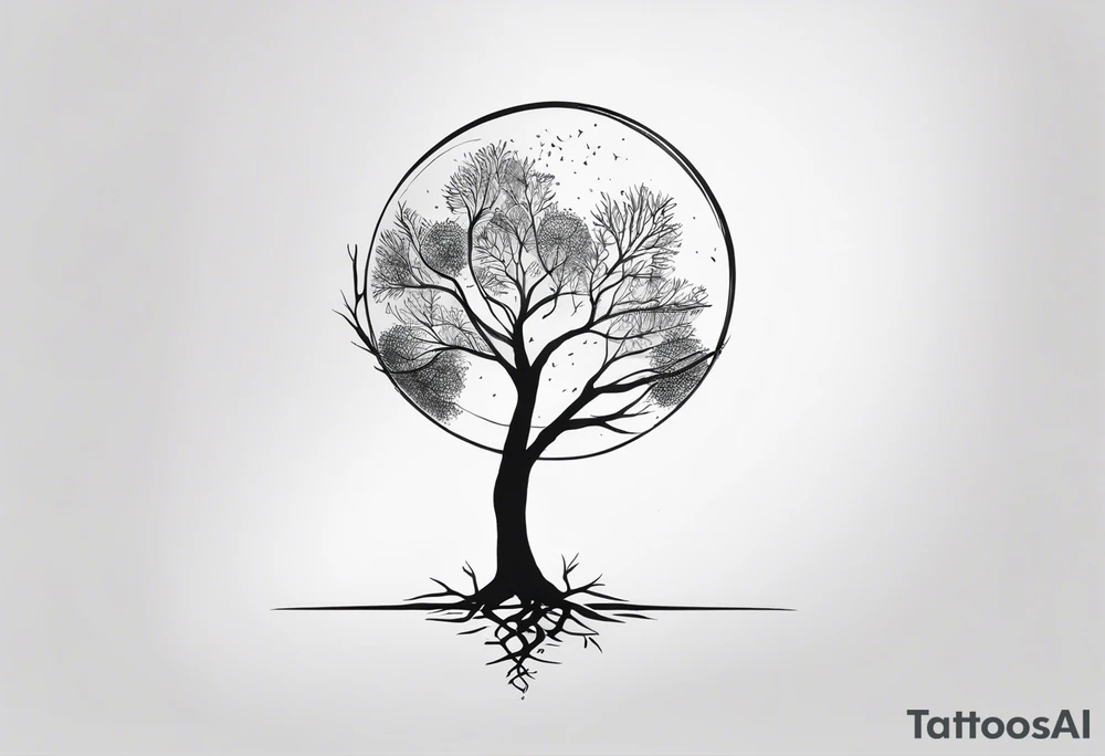 minimalistic, fine line tattoo, showing the roots of a tree but instead of the actual tree a globe grows out of the stem, symbolizing the love for traveling and experiencing the world and new cultures but not forgetting about the roots of family and friends who I am very grateful for tattoo idea