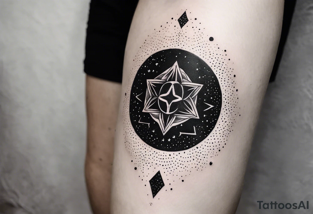 Tesseract and stars tattoo idea