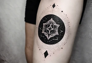 Tesseract and stars tattoo idea