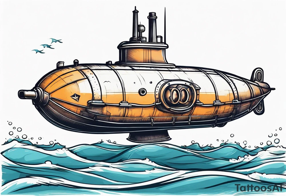 modern submarine front view tattoo idea