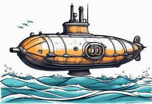 modern submarine front view tattoo idea
