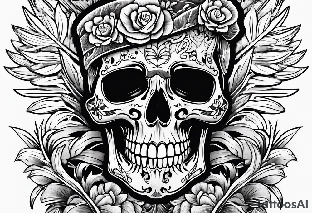 skeleton wearing a Hawaiian shirt tattoo idea