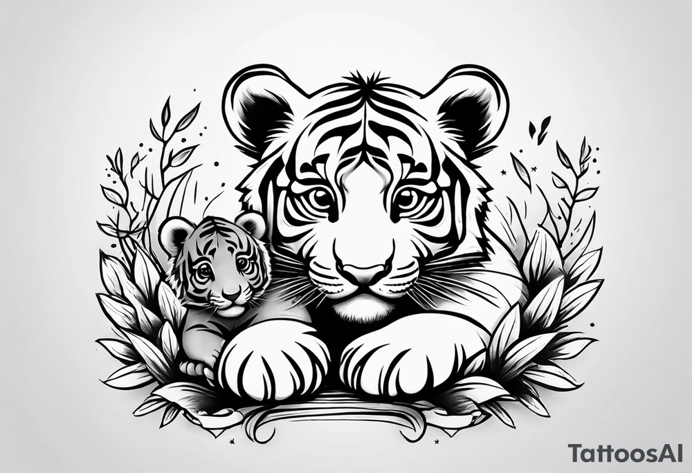 Baby tiger and baby panda hanging out tattoo idea