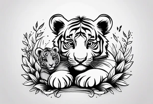 Baby tiger and baby panda hanging out tattoo idea