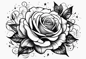 Roses with stars and a quote tattoo idea