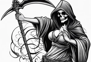 Grim reaper dance with girl tattoo idea