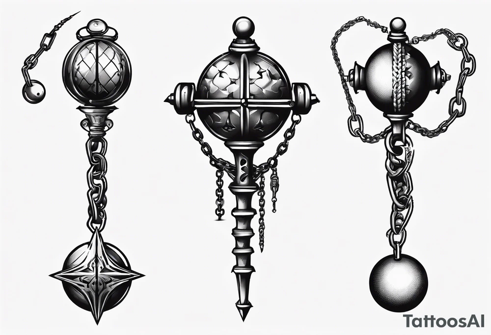 ball mace on a chain tattoo idea