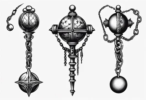 ball mace on a chain tattoo idea