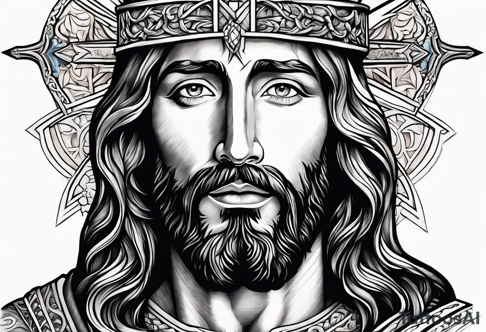 jesus olhando pra cima na cruz tattoo idea