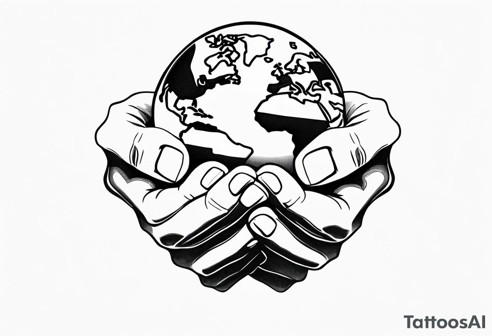 Strong hands holding the earth tattoo idea
