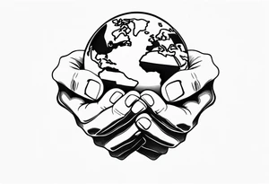 Strong hands holding the earth tattoo idea