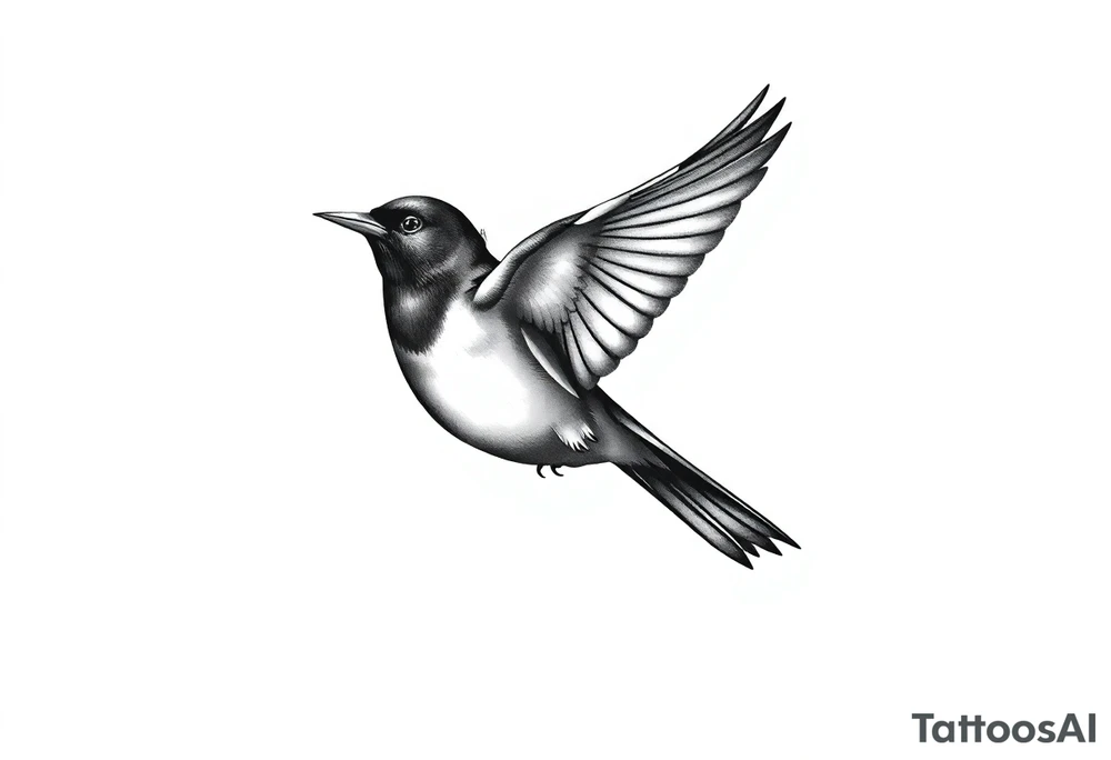 Male European Blackbird flying tattoo idea tattoo idea