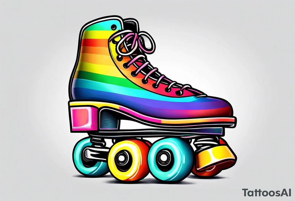 rainbow roller skates tattoo idea