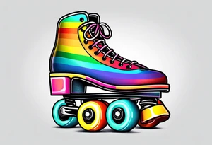rainbow roller skates tattoo idea