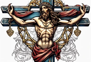 Jesus on a cross but make the cross an anchor tattoo idea